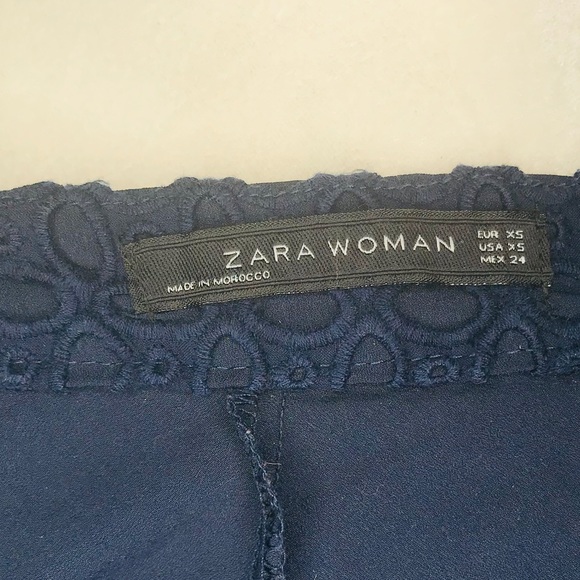 Zara Women's Skirt Eyelet A-Line Navy Blue XS - Picture 3 of 3
